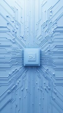 Abstract Blue Circuit Board CPU Design. AI Generated