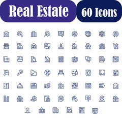Real Estate minimal thin line web icon set. Included the icons as realty, property, mortgage, home loan and more. Outline icons collection. Simple vector illustration