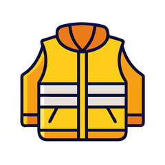 High Visibility Jacket with Reflective Strips Icon Design
