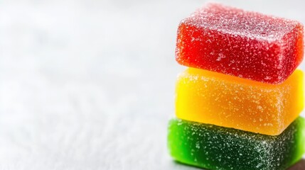 Vibrant Gummy Candies on White Background