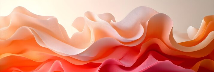 Fototapeta premium Abstract Coral Peach and White Fabric Waves Swirling Design Background Texture