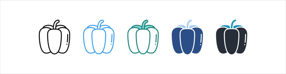 Bell Pepper Icon In Different Style Vector