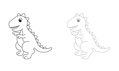 Tracing lines for toddlers. Handwriting practice sheet. Educational children game, printable worksheet for kids with Dinosaur
