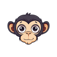 Cute Monkey Face Cartoon Illustration