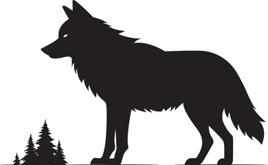 Howling wolf vector design in silhouette style