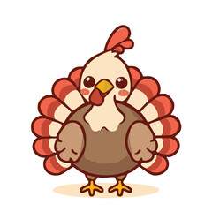 A cute lovely turkey cartoon illustration