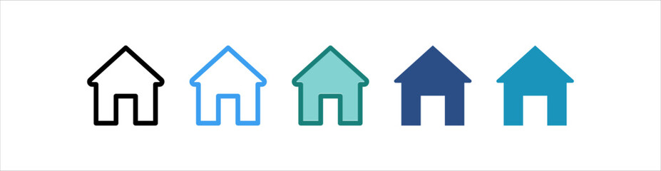 Home Icon In Different Style Vector
