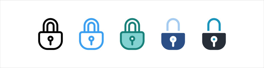Padlock Icon In Different Style Vector