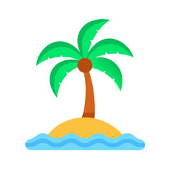 Palm Tree on Small Island Icon Design