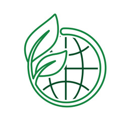 sustainable icon. earth and plant vector. reuse, recycle, net zero, green energy, eco-friendly concept. Line design style