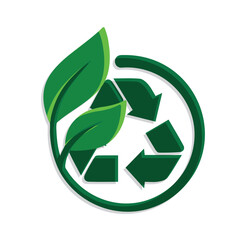 Obraz premium recycle icon. sustainability symbol with plants. reuse, eco, used goods, green energy web icon. simple 3d design style