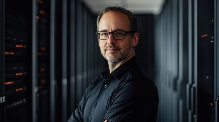 Portrait of a Confident IT Professional in a Modern Data Center