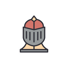 Knight helmet colored icons, minimalist vector illustration ,simple transparent graphic element .Isolated on white background
