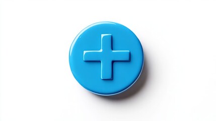 Obraz premium Bright Blue Circular Plus Sign Icon 3D Render for Website or App Design