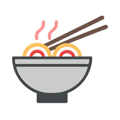 Ramen Bowl with Chopsticks Icon Design