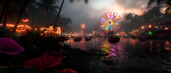 Fototapeta premium Tropical Night Carnival on Water