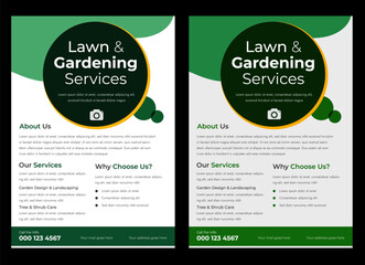 lawn & garden flyer design template landscaping services Tree and gardening service poster leaflet design. lawnmower flyer. Lawn care social media post promotion template design