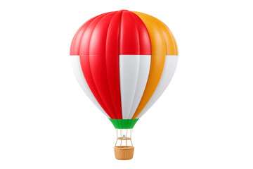 Naklejka premium Isolated Hot Air Balloon Floating with Red Yellow and White Stripes