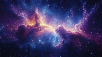 Fototapeta premium Vibrant Nebula Space Scene Cosmic Background Purple Orange Blue Starry Night Sky