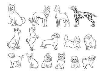 Draw line of Dogs. for print, artwork and use for element your design.
