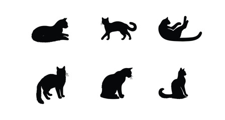 A cat silhouettes pet animals graphics set