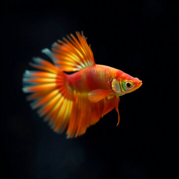 Halfmoon Betta Fish. Picture, Halfmoon Fish, Color, and beautiful, for background, Created By AI
