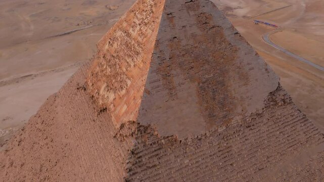 Aerial View of Pyramids of Egypt With Pyramid of Menkaure In The Background In Cairo, Egypt.