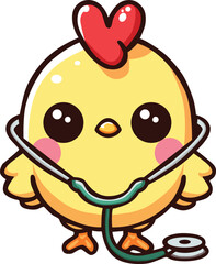 cute baby doctor chick cartoon character