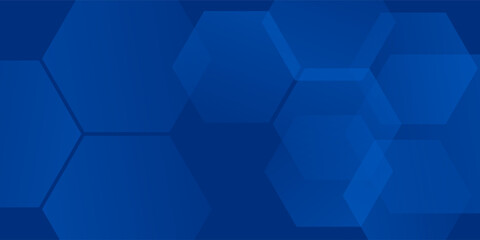 Modern abstract blue background with glowing geometric lines. Blue gradient hexagon shape design. Futuristic modern