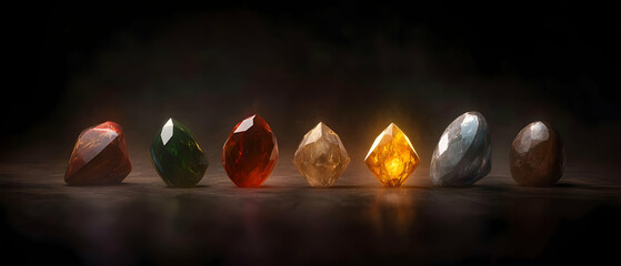 Naklejka premium Radiant Gems in Varied Hues