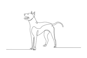 Hound dog in continuous one line drawing. Single line art illustration of adorable dachshund dog. Editable vector.