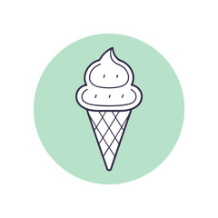 Delicious Ice Cream Cone Doodle Icon for Summer Treats and Fun Designs