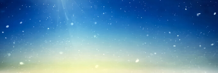 Fototapeta premium Snowfall creating a peaceful winter landscape during sunset