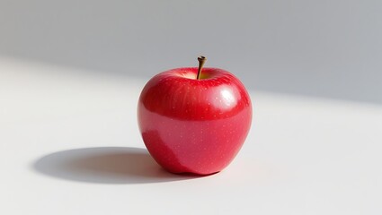 AI Image, High-quality image, Perfectly ripe red apple with shiny skin and natural speckles, isolated on a clean white background with soft lighting and gentle shadows, ideal for food, health.