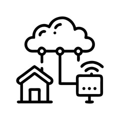 Smart Home Connected to Cloud Icon Design