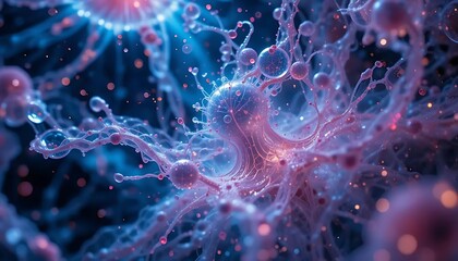 Cell Structure Under Microscope – Science Macro. Macro science visualization of cellular structure on slide, high detail and contrast. Excellent for biology education, research visuals, and lab presen