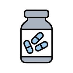 Supplement Bottle with Capsules Icon Design