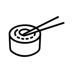 Sushi Roll with Chopsticks Icon Design