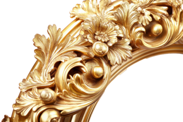 Ornate Gilded Frame Detail: A Close-Up of Exquisite Gold Leaf Carving