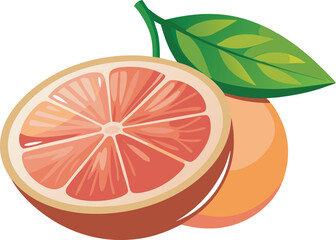 A vibrant and detailed vector illustration of a beautiful grapefruit, showcasing fresh, juicy segments with bold colors and artistic precision.