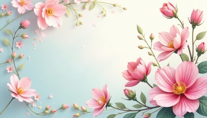 Fototapeta premium Subtle floral damask, soft pastel hues, delicate blooms, delicate, invitation