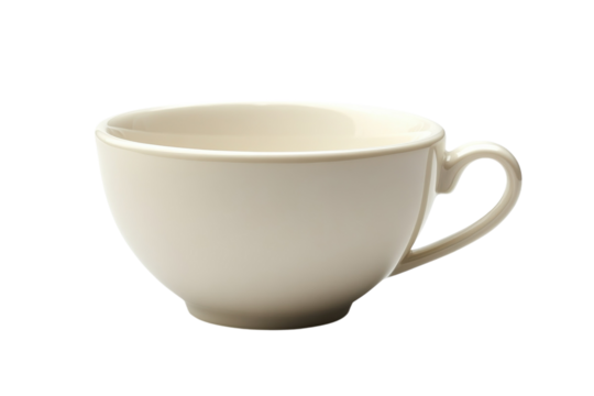 Elegant off white teacup perfect for a quiet afternoon showcasing a simple yet sophisticated design against a black background A timeless on transparent background