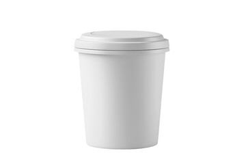 A clean white plastic container with a secure lid perfect for various uses ideal for packaging storage and product presentation on a transparent background
