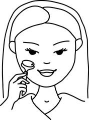 Black Hand Drawn Line Art Facial Massage