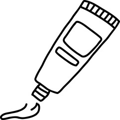 Black Hand Drawn Line Art Cosmetic Cream