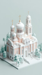Obraz premium Whimsical 3D isometric Baroque Emperor architecture of Saint Petersburg in kawaii style! Cute, pastel-colored 32-bit art perfect for games, illustrations, and fantasy designs
