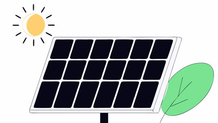 Solar Energy Vector, Eco Power Concept, Green Energy Illustration, Sun-Powered Panel Flat Art, Clean Energy Source Design