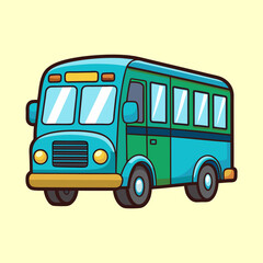 Stylized Cartoon School Bus Illustration with Retro Charm and Playful Design