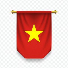 Flag of Vietnamese. Vector illustration of a vertical hanging flag on a transparent background.