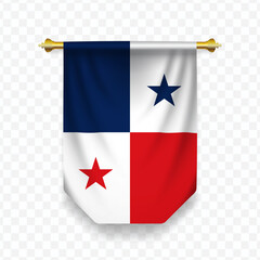 Flag of Panama. Vector illustration of a vertical hanging flag on a transparent background.